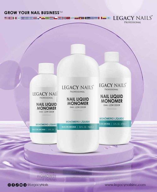 Legacy Nails Professional NAIL LIQUID MONOMER - MMA-Free, Acetone-Free, Low Odor Formula, Compatible with All Acrylic, Perfect for Nail Extensions, Sculpting & Overlays - 946ml / 32 FL.oz.