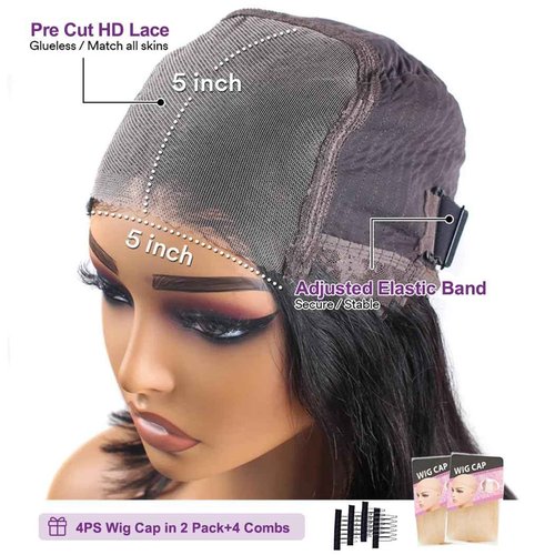 Uonoco Glueless Wigs Human Hair Pre Plucked Pre Cut Closure Wigs Human Hair
