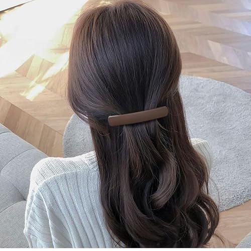 4 Pack Matte French Hair Barrettes Flat Hair Clips For Thick,Kinky,Curly,Voluminous Hair Strong Hold Hair Clips Cute Hair Styling Clips Ponytail Metal Hair Clasps Accessories for Women Girls (Red)