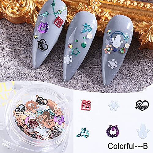 3D Christmas Nail Stickers Charm Decoration Decals 3 Boxes Christmas Gold Nail Sequins Snowflake Snowman Bell Elk Santa Claus Design Acrylic Nails Supplies Glitter for Christmas Party Accessories