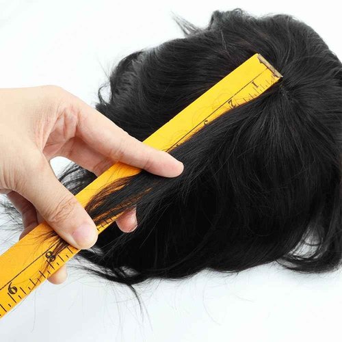 Toupee for Men Human Hair Wigs Mens Toupee European Virgin Human Hair Units Curly Wave Mens Wig Toupee Hair Real Human Replacement System for Man Q6 Prosthesis Units Patch #1B Off Black (6x9)