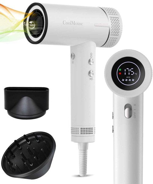 High-Speed Ionic Hair Dryer: 160000 RPM Brushless Motor Fast Drying Low Noise Thermo-Control Hairdryer,500 Millions Negative Ionic Care Blow Dryer Travel with Magnetic Diffuser & Nozzle