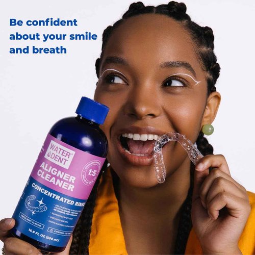 ALIGNER Cleaner Rinse | Concentrated | Clean aligners, retainers, dentures, Mouth Guards, Dental Appliance | 4 Month Supply, Alcohol Free, Minty & Fresh. Made in USA - Pack of 2 (33 fl.oz)