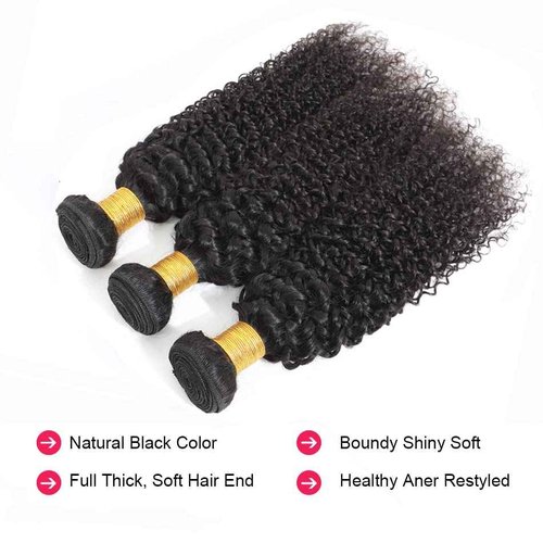 Kinky Curly Bundles 12A Virgin Brazilian Human Hair Bundles 18 20 22 Inch Natural Black Curly Weave Hair for Women