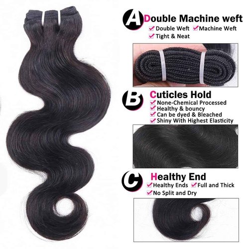 RESACA Body Wave 3 Bundles Human Hair Weave Weft Extentions Bundles for Women 18 20 22 Inch 100% Unprocessed Brazilian Virgin Human Hair (Nature Color Black)