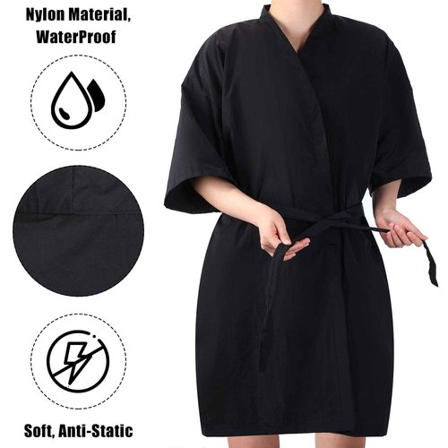 Pasimy 10 Pieces Salon Client Gown Hair Salon Smocks Capes Haircut Cape Salon Robes for Client Barber Apron Cover for Stylist(No Pocket Black)