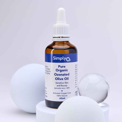 Simply O3 Pure Organic Ozonated Olive Oil 600 Peroxide For Face and Skin Helps In Acne, Anti-Aging, Wrinkles and All Skin Problems For Sensitive Skin with Made in Spain