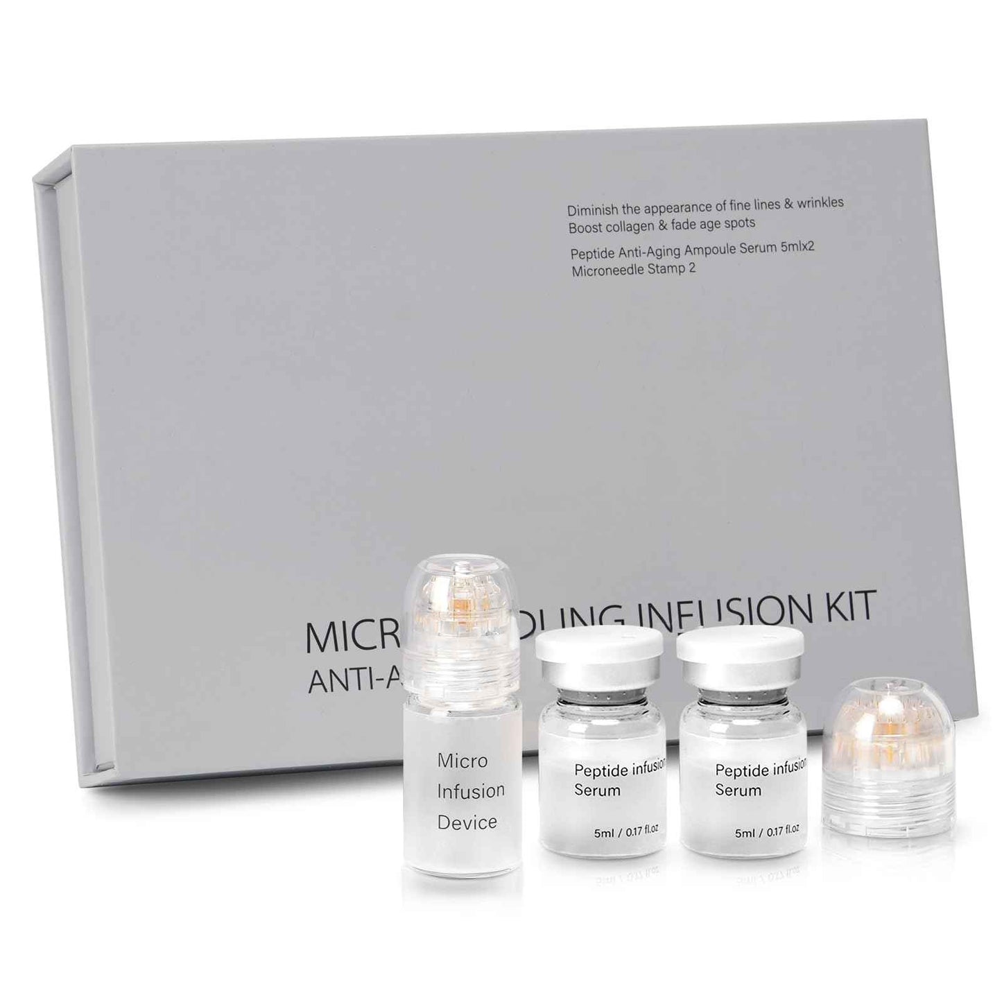 Micro Infusion for Skin Care, Collagen, Peptide, Hyaluronic Acid Serum, Face Serum and Stamp 0.05mm