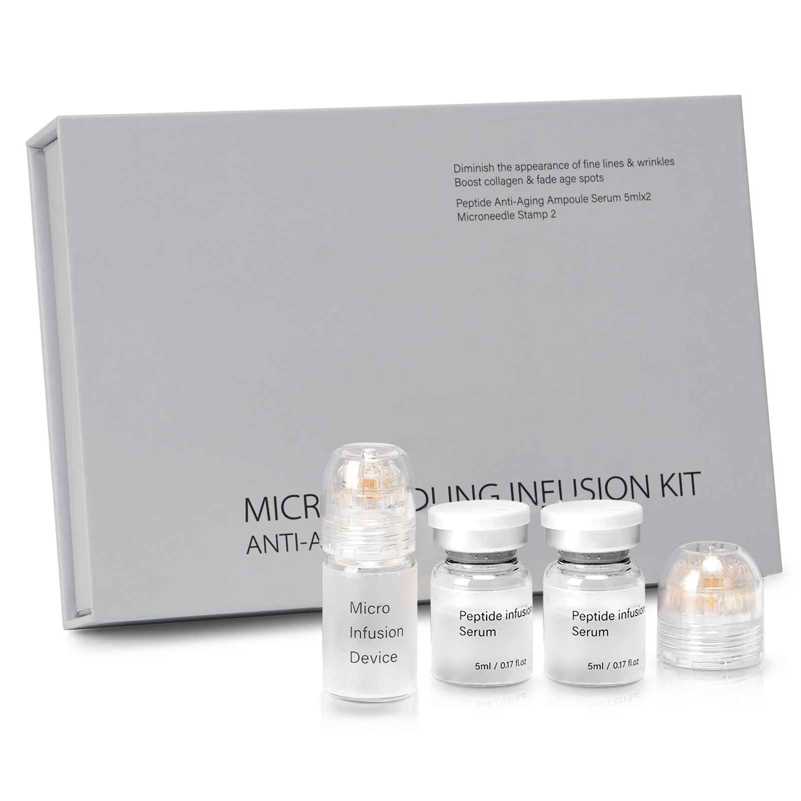 Micro Infusion for Skin Care, Collagen, Peptide, Hyaluronic Acid Serum, Face Serum and Stamp 0.05mm