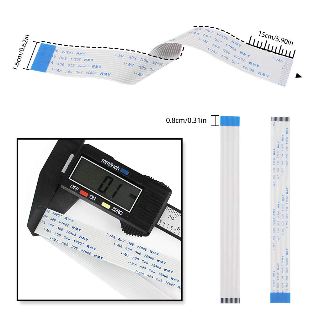 Aokin for Raspberry Pi Camera Module, 2 Pcs 5MP 1080P with OV5647 Sensor Video Camera Module for Raspberry Pi A/B/B+/2/3/3B+/4 with 15cm Flex Cable