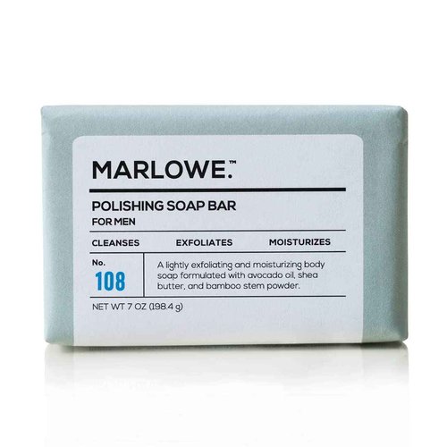 MARLOWE. No. 123 Men's Facial Moisturizer 6 oz | MARLOWE. 002 Extra Moisturizing Body Lotion 15 oz | MARLOWE. No. 108 Polishing Soap Bar | MARLOWE. No. 127 Mens Eye Cream