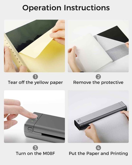 Phomemo M08F Bluetooth Tattoo Stencil Printer & Tattoo Transfer Paper - 45 Sheets A4 Size Portable Wireless Stencil Printer for Tattooing, Compatible with Smartphone & PC, Grey