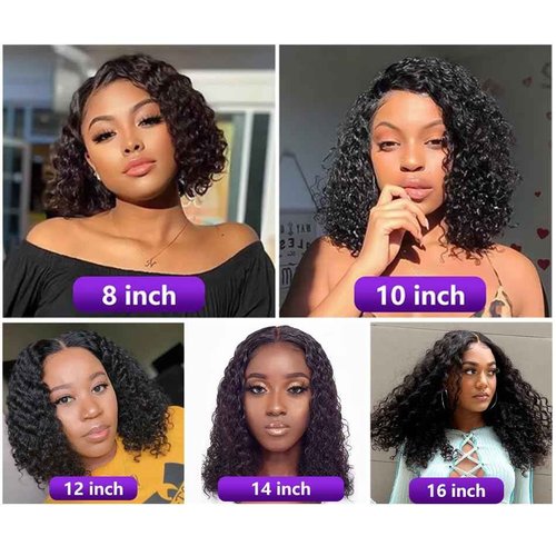 Sungirl Bob Wig Human Hair 13x4 Deep Wave Curly Lace Front Wigs Human Hair For Women Short Bob Wig Pre Plucked with Baby Hair Glueless Hair Curly Wigs Nature Hairline 180% Density 16 Inch