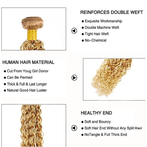 P27613 Bundles 613 Curly Human Hair Bundles 28 28 28 Inch Peruvian Virgin Hair Two Tone #27 Honey Blonde Mixed With 613 Blonde Bundles Human Hair Highlight Bundles