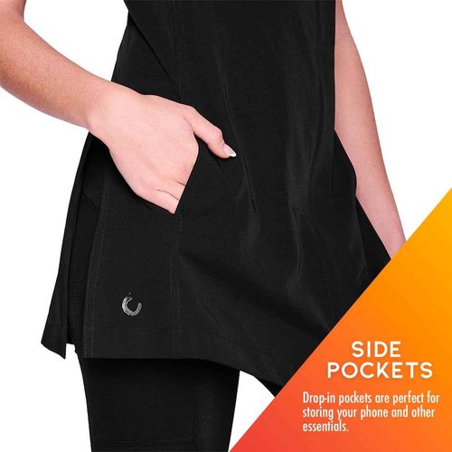 Colortrak Limitless Bleach Proof Work-and-Play Tunic, Hair Repellent, Pill Resistant, Moisture-Wicking 4-Way Stretch Breathable Fabric, Size Small, Black