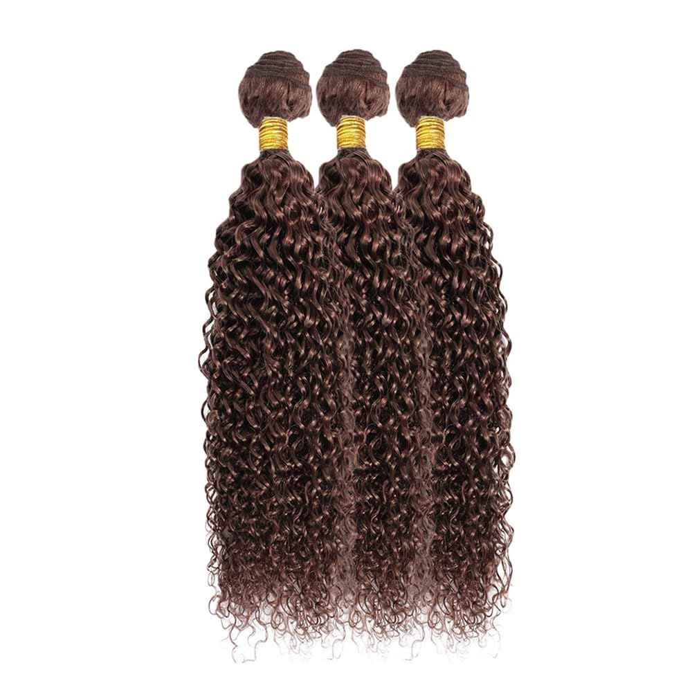 28 30 32 Inch DiexrLamx Hair Brown Bundles Color 4 Kinky Curly Bundle Brazilian Virgin Hair 3 Bundles Double Weft Color 4 Bundle Hair Weave