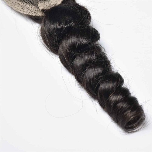 Brazilian Loose Wave 2x6 Lace Closure 100% Unprocessed Human Virgin Hair Pre Plucked Loose Deep Wave Pre-Plucked Hairline Frontal Closure Natural Black With Baby Hair (20inch, 2x6 loose wave closure)