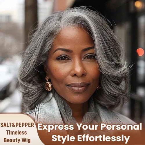 Belaved Bob Lace Front Wigs Human Hair Grey Salt & Pepper 12 Inch Ombre Silky Straight Balck Mix Grey Short Bob 13x4 HD Lace Frontal 180% Density Pre Plucked Bleached Knots Glueless