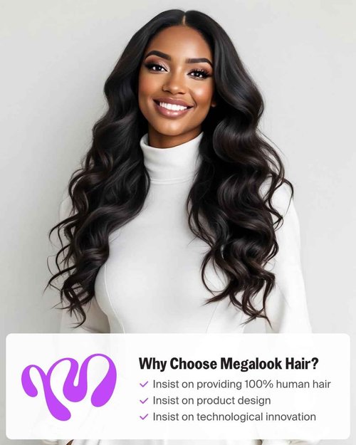 Megalook Hair Body Wave Bundles Human Hair 16-20 Inch 3 Bundles 100% Brazilian Human Hair Bundles Double Weft Hair Extensions Quick Weave Natural Black Color