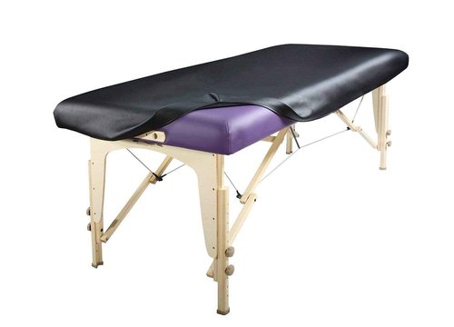 Spa Luxe Vinyl Massage Table Protector Cover Fitted (Black)