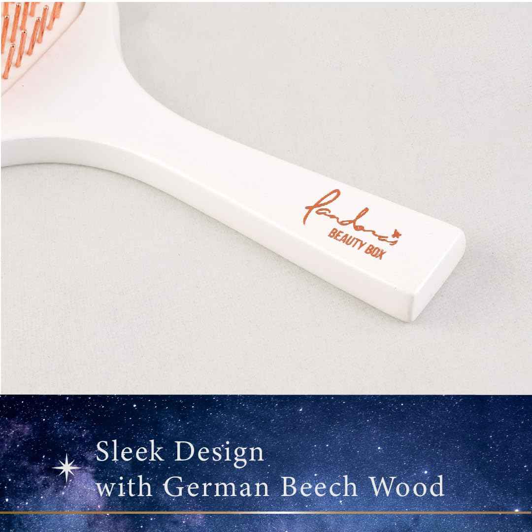 Pandora's Beauty Box Rose' Copper Massage Brush - Hair & Scalp Care, Dandruff Relief, Relaxation (Large)