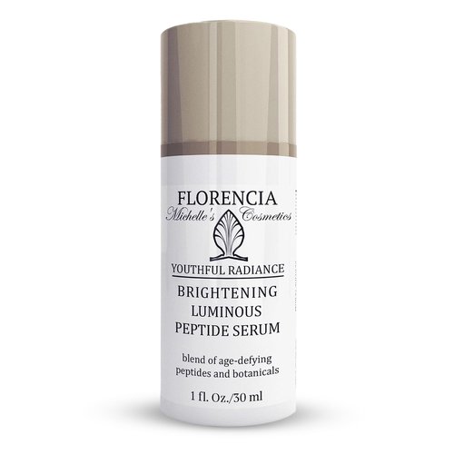 Florencia Brightening Luminous Peptide Serum - Age-Defying Face Serum with Peptides, Sodium Hyaluronate & Organic Botanicals – Helps to Reduce Wrinkles, Illuminate Complexion, 1 Oz