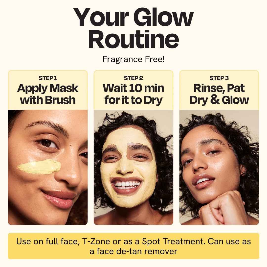 Gleamin Vitamin C Clay Mask for Dark Spots, Turmeric Clay Face Mask Skin Care, Deeply Cleanses & Refines Pores, Brightens Uneven Tone and Helps Improve Post-Blemish Scarring & Texture - 5 Oz