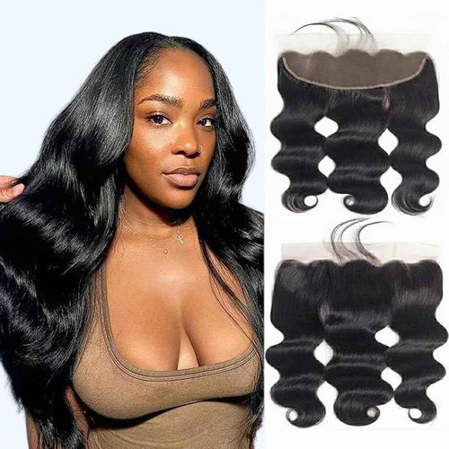 Frontal HD Lace Closure 20 Inch 13x4 Lace Frontal Body Wave Ear to Ear Frontals With Baby Hair 100% Brazilian Virgin Remy Human Hair Frontal Pre Plucked for Black Women 150% Density Natural Black