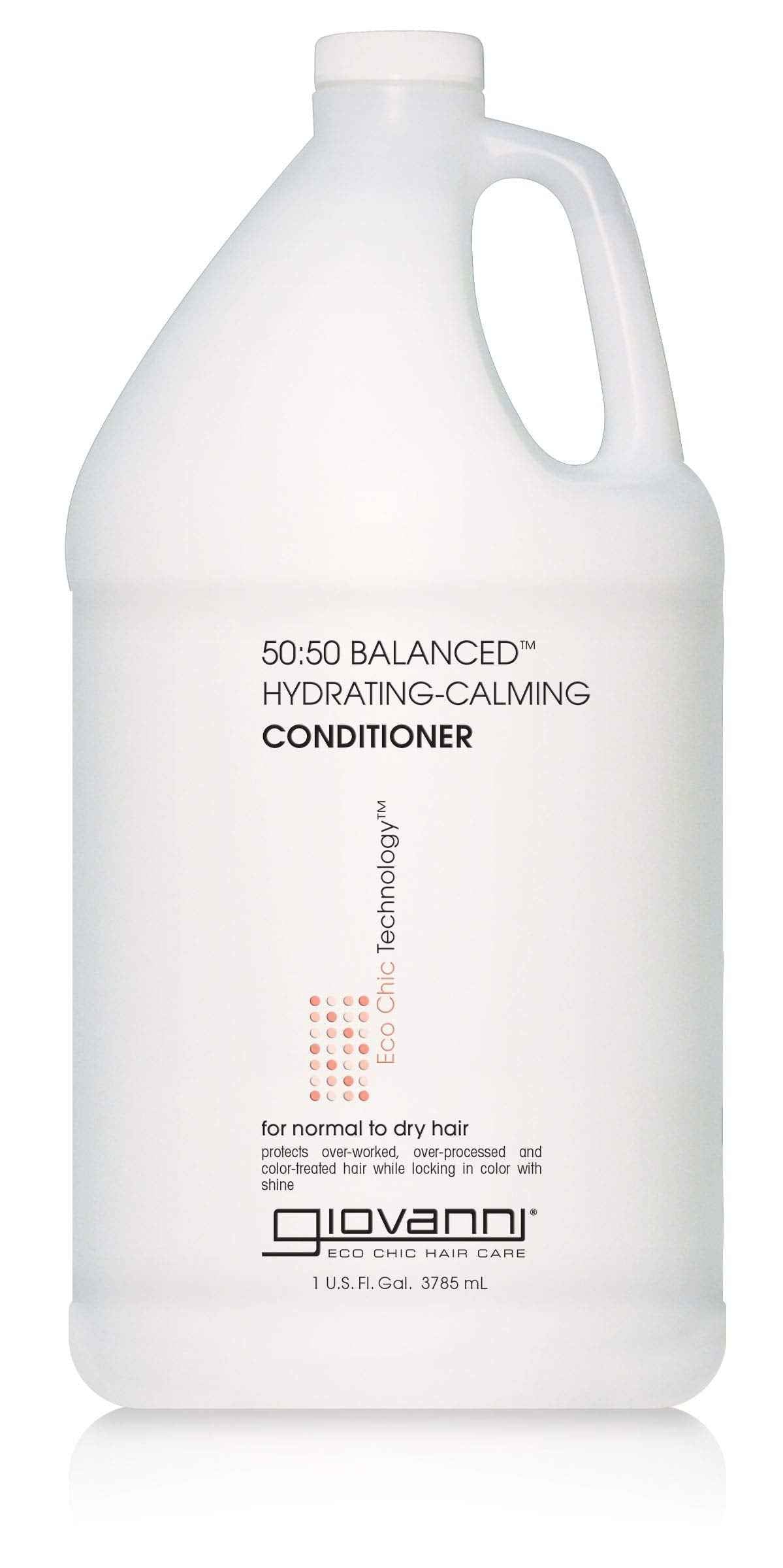 GIOVANNI ECO CHIC 50:50 Balanced Hydrating-Calming Conditioner - Leaves Hair pH Balanced for Over-Processed, Lauryl & Laureth, Sulfate Free, No Parabens, Color Safe - 128 oz