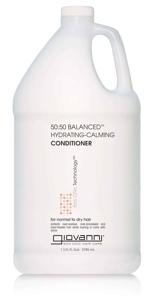 GIOVANNI ECO CHIC 50:50 Balanced Hydrating-Calming Conditioner - Leaves Hair pH Balanced for Over-Processed, Lauryl & Laureth, Sulfate Free, No Parabens, Color Safe - 128 oz
