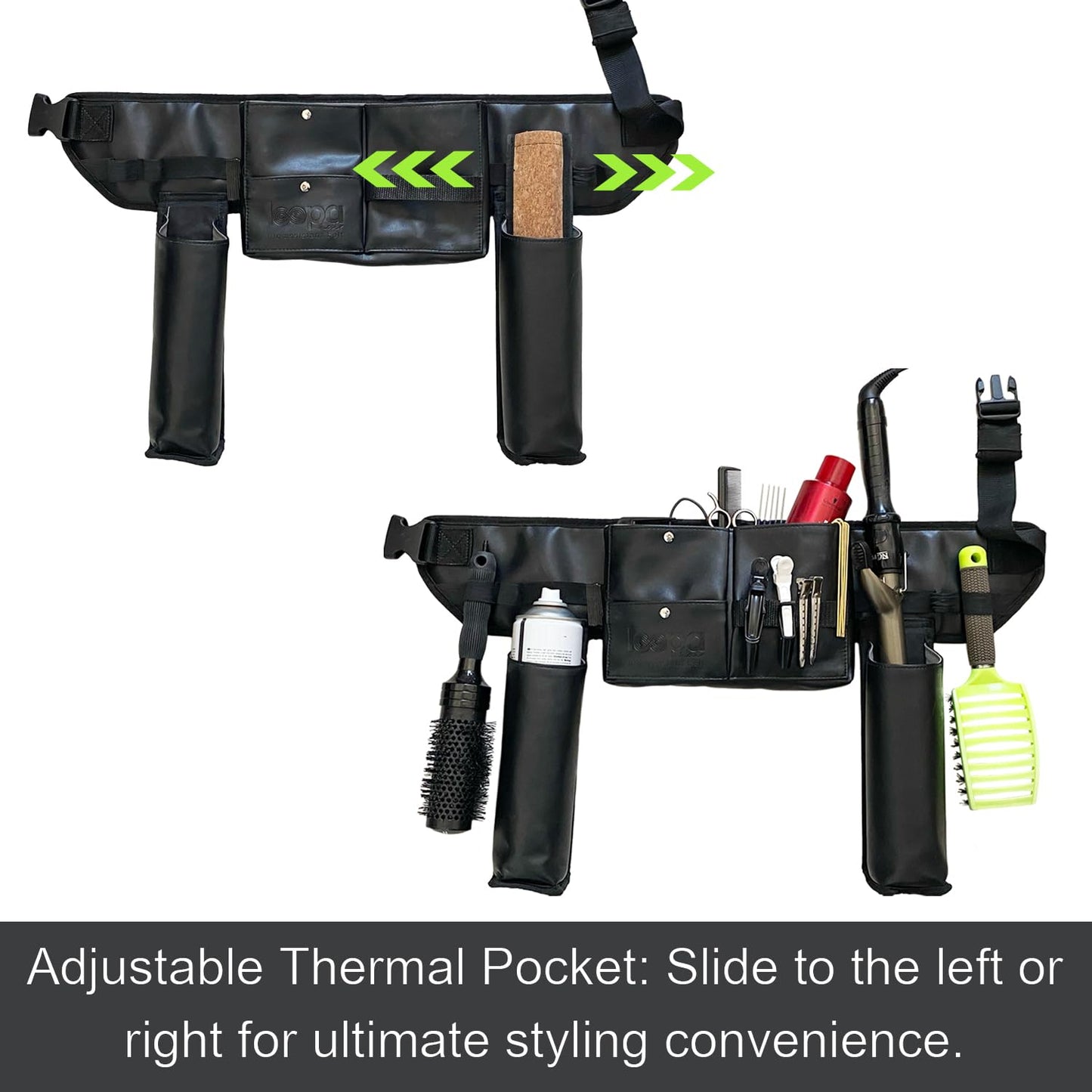 Professional Hair Stylist & Hairdresser Working Belt: Efficient Tool Organization & Workflow Enhancement with Thermal Pocket for Curling Irons Hair Dryers, & Hairspray - Ideal for On-The-Go Stylists