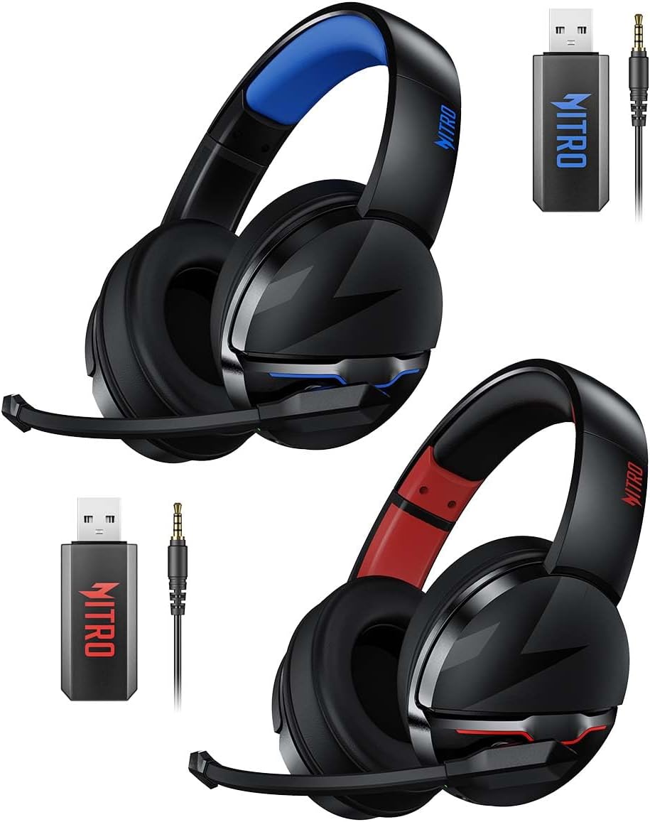 acer 2.4GHz Flex Wireless Gaming Headset | Red + Blue | Non-Stop 100H Battery | Dynamic 50mm Drivers | Clear Voice Mic | Bluetooth5.3, 3.5mm | Gaming Headphones for PC, Meeting, Music, PS4 Headset