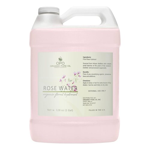 Rose Hydrosol - 128 oz - 1 Gallon - Pure, Steam Distilled, All Natural, Non GMO, Alcohol Free, Bulk Hydrating Toning Cleansing Floral Water Spray Mist Toner for Face Pores Locs Hair Body - OPO
