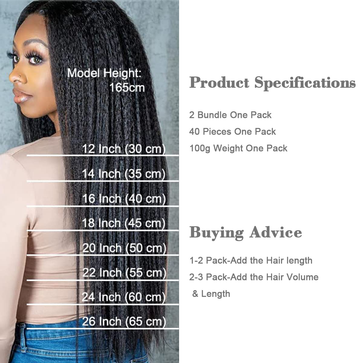 MY SHINY WIGS Kinky Straight Tape In Hair Extensions Human Hair Black Women Natural Black 40 Pcs 100g/Pack Seamless Skin Weft Real Human Hair Tape in Extensions 20 Inch