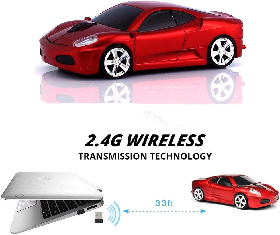 2.4Ghz Wireless Car Shape Mouse 3D Optical Gaming Mice USB Mini Receiver for PC Laptop Computer