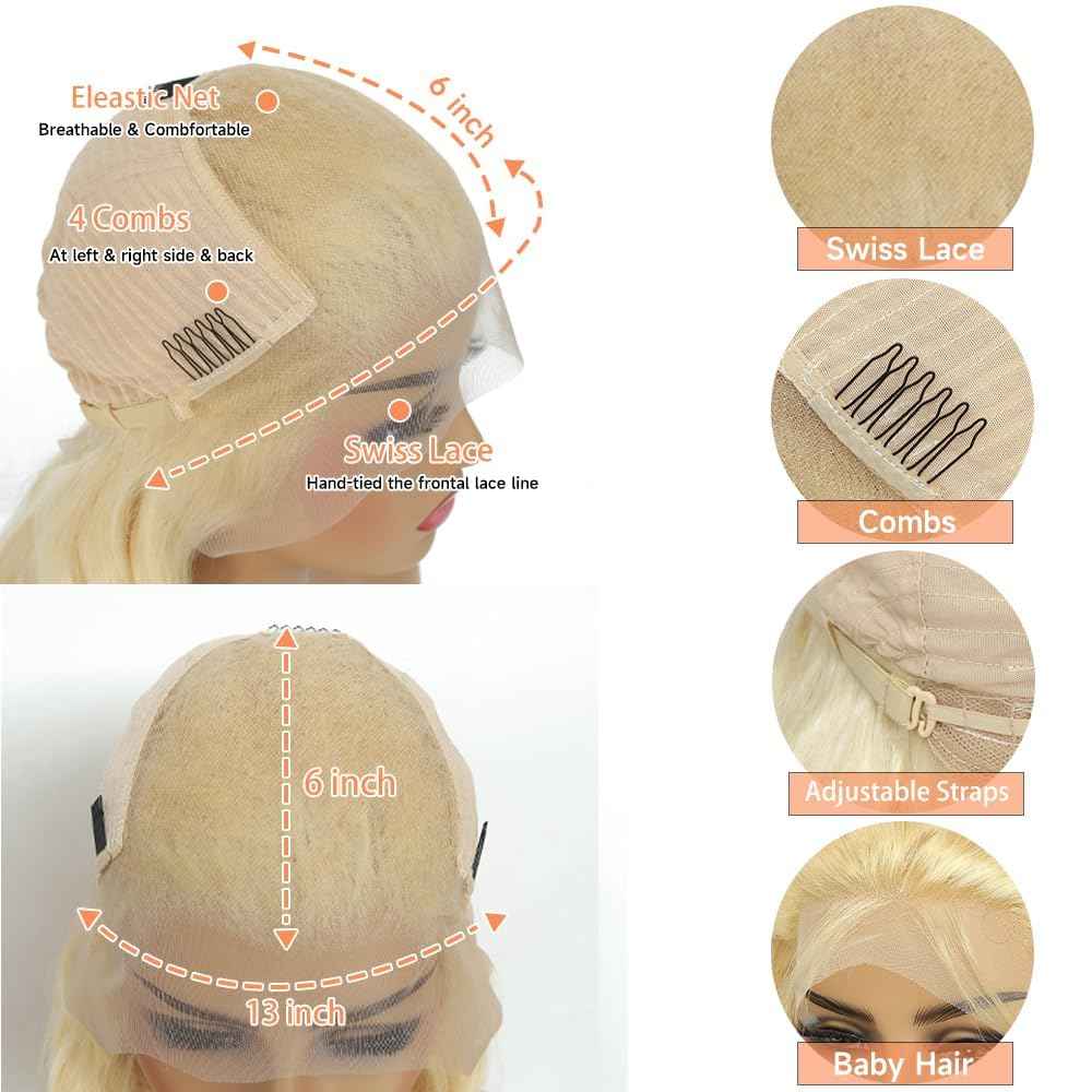 30 Inch 613 13x6 Lace Front Wig Human Hair 200 Density Blonde Body Wave Lace Front Wigs Human Hair Pre Plucked Blonde Wig Human Hair 613 HD Lace Frontal Wigs Human hair