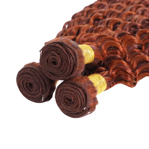 Highlight Bundles P33/350 Deep Curly Human Hair Bundle Ombre Ginger Brown 3 Bundles 20 22 24 Inch Two Tone Color 33 Copper Mixed With Ginger Orange Bundle 300G