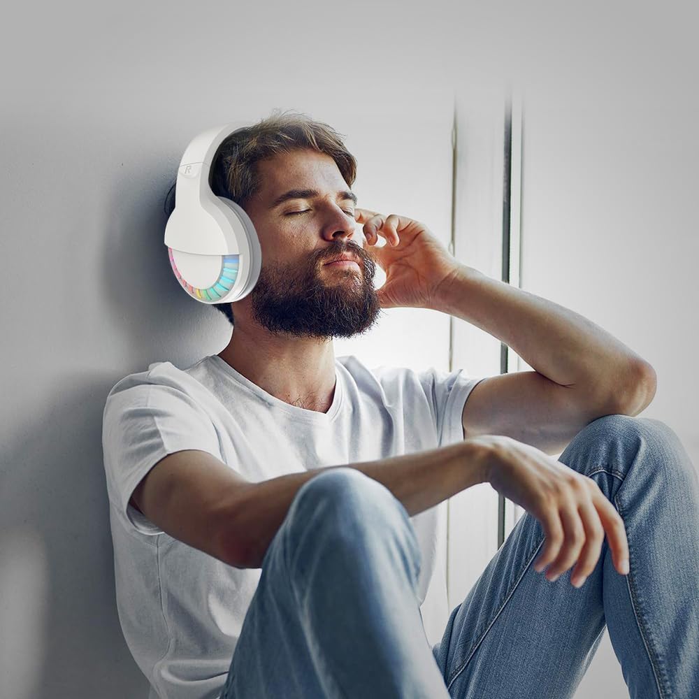 ZIYOU LANG L80 Wireless Gaming Headset Ultralight Over Ear with 2.4Ghz USB C&A Dongle/Bluetooth 5.3/3.5mm Wired Detachable Mic Stereo Sound 600mAh Battery for PC Mac PS4 PS5 Switch Win Gamer(White)