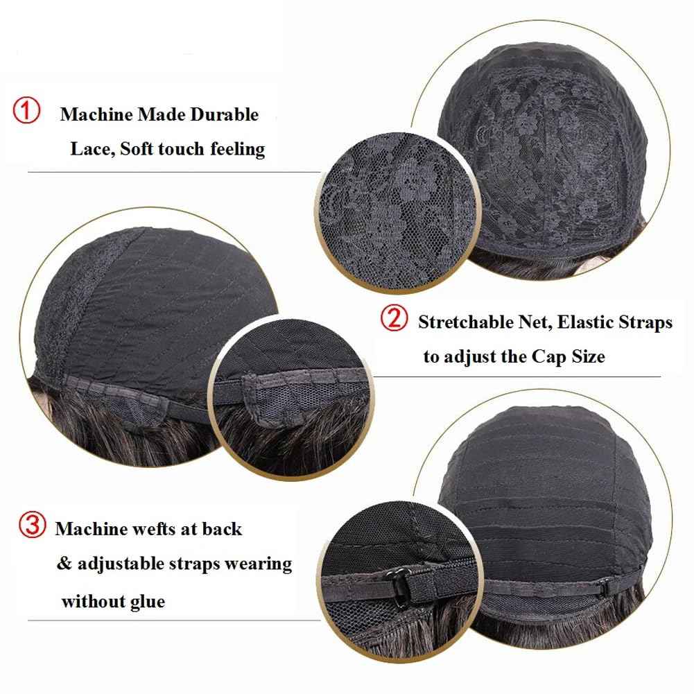 POSHANCE Kinky Curly 10 Inch Human Hair Wigs for Black Women - Wear and Go Glueless Short Wig with Natural Color - 100% Human Hair