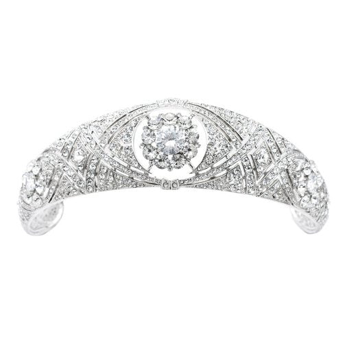 Royal Tiara with Real Austrian Crystals, Queen Mary's Bandeau Replica Tiara,Princess Meghan Wedding Bridal Diadem Jewelry