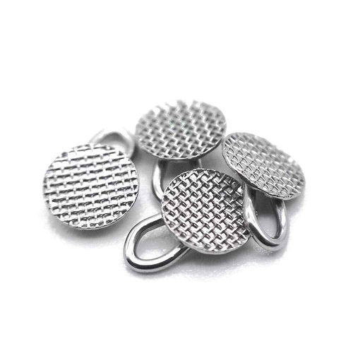 Dental Orthodontic Bondable Caplin Hook Lingual Buttons With Traction Hook,10pcs/Pack, Mesh Base (5 Packs)