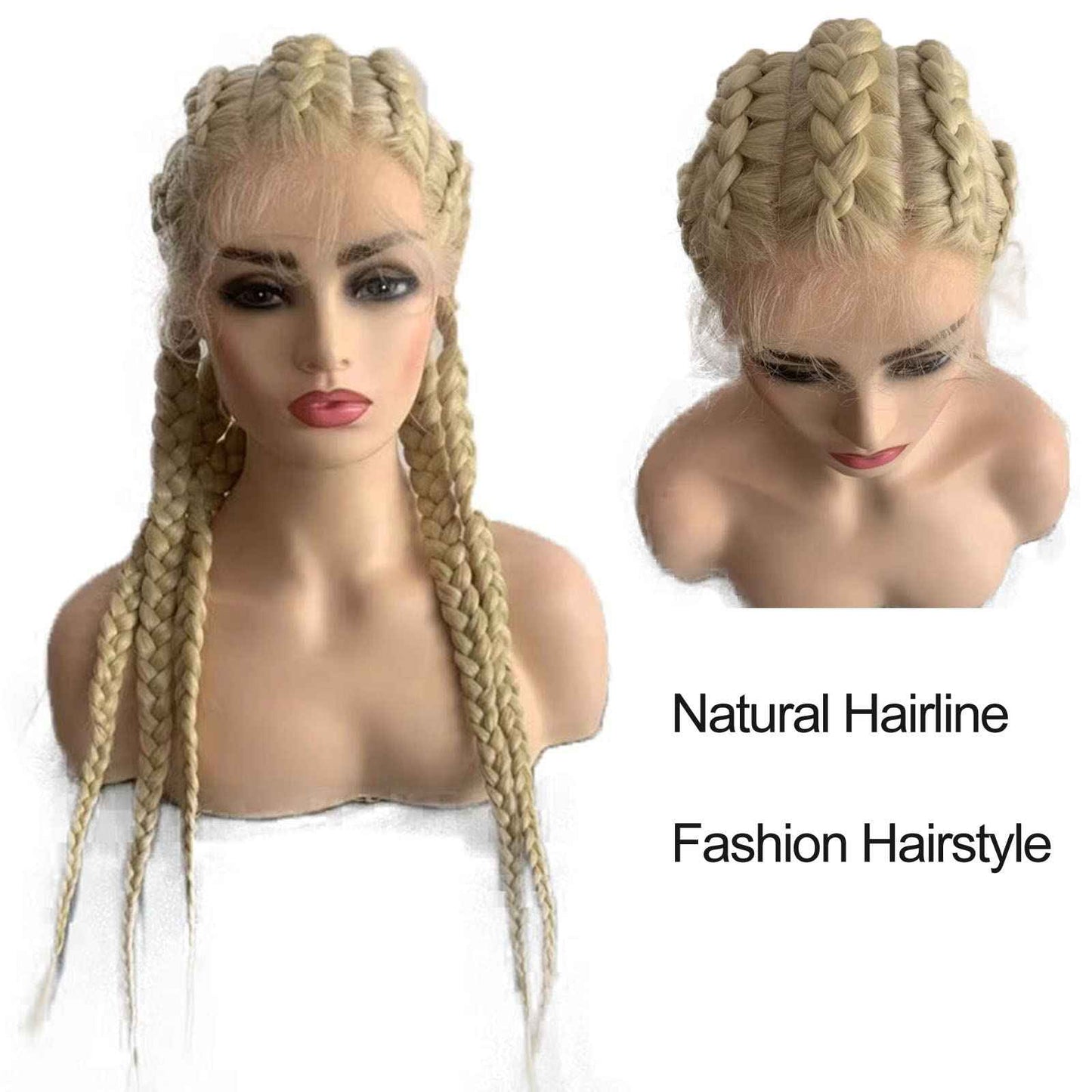 karissa Hair Blonde Braided Wig for Women Long 613 Blonde Box Braid Wigs with Baby Hair Natural Hairline Synthetic Lace Front Twist Braids Wig Frontal Braiding Glueless Heat Resistant Hair 24''