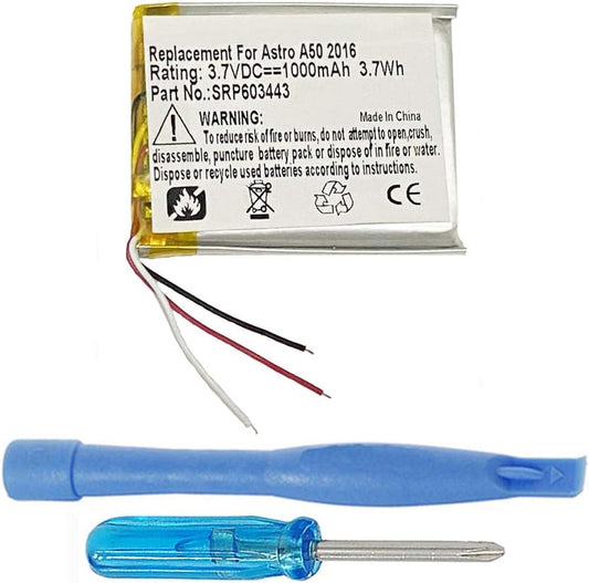 1000mAh SRP603443 Battery Replacement Compatible with Astro A50 Wireless Gaming Headset