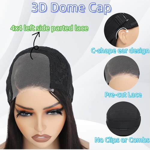 KeepMe 14 Inch Wear and Go Glueless Wigs Human Hair Pre Plucked 4/27 Highlight Water Wave Bob Wig Human Hair Wigs 180% Density Pre Cut Lace for Beginners 4x4 Lace Closure Wig for Women