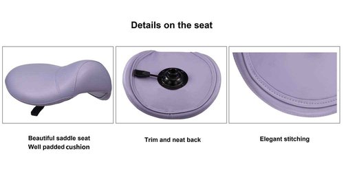 Kaleurrier Saddle Stool Rolling Swivel Height Adjustable with Wheels,Heavy Duty Saddle Chair,Ergonomic Stool Chair for Hair Salon Lab Clinic Dental Massage Home Office Kitchen (Purple, Without Back)