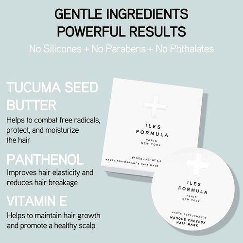 ILES FORMULA Hair Mask – Deep Conditioning Hair Treatment for Dry, Damaged, Frizzy Hair - Lightweight Hair Repair Mask with Tucuma Butter, Macroloba Seed, Vitamins B5 & E | Hydrating, Color-Safe