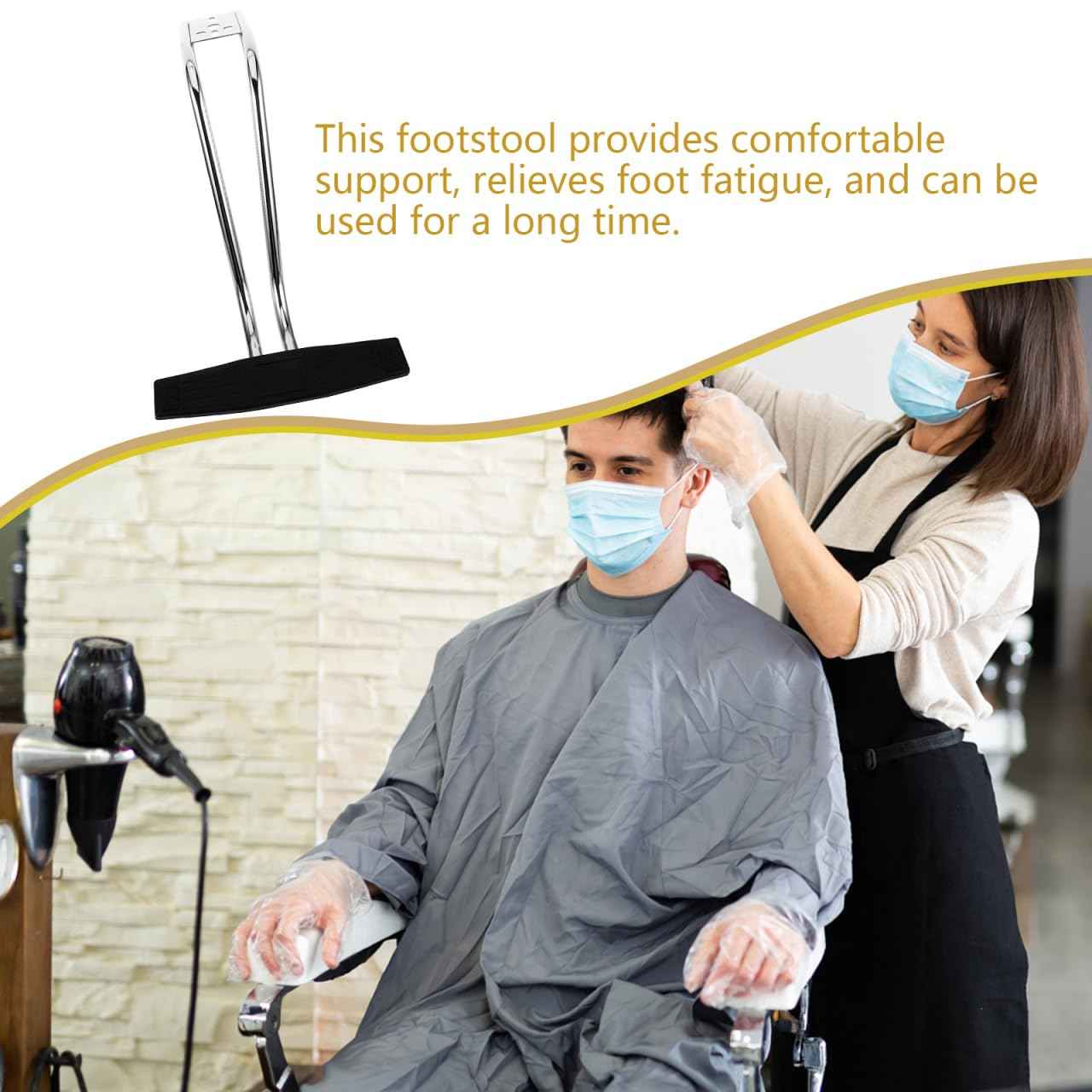 Housoutil Hair Salon Chair Foot Pad Salon Chair Legrest Elevating Footplate Couch Feet Pad Foot Rest Attachment Universal Stainless Steel Pedicure Stand