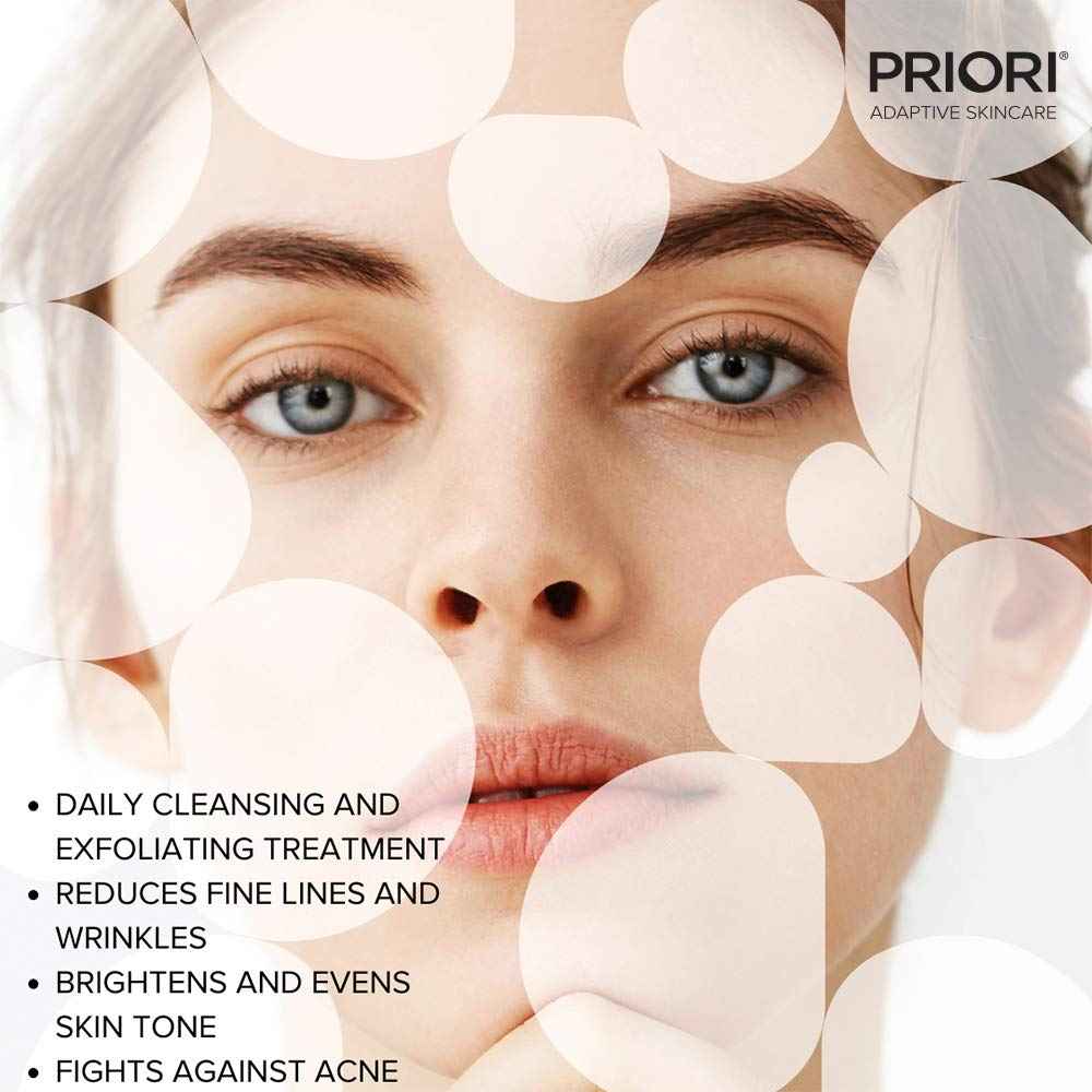PRIORI Skincare Active Facial Cleanser with CoQ10 for Deep Cleansing Pore Refining Hydrating Antioxidant Face Wash with Lactic and Salicylic Acid Fragrance Free 6 fl oz