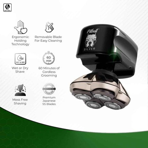 Skull Shaver Pitbull Silver Pro and Carver PRO 4 Head Replacement Blade Bundle