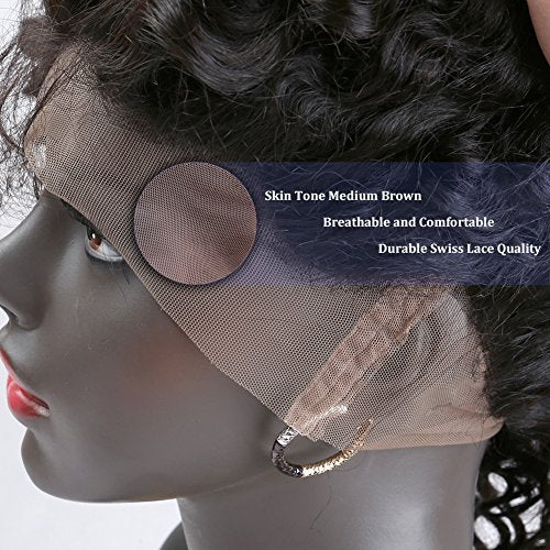 Upscale Human Hair Celebrity Deep Curly 360 Lace Frontal Closure, Pre Plucked Natural Hairline with Baby Hair (18¡± Natural Black) by Bella Hair